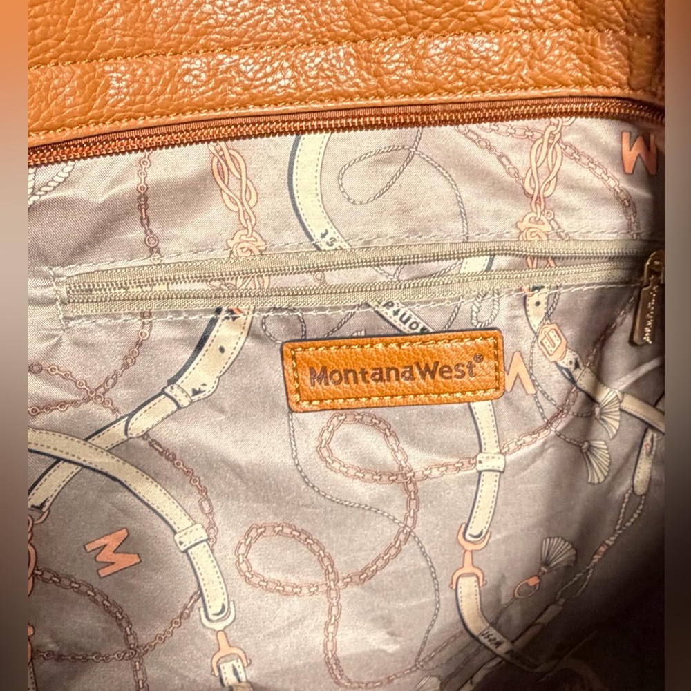 Montana West Large Tan Tote With Gold Tone Chain Straps and Studded Accents - Picture 12 of 15